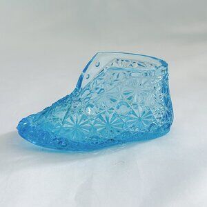 Beautiful Vintage Miniature Blue Glass Decorative Shoe